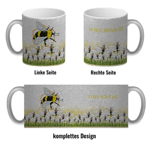 Kaffeebecher mit Wiesen-Motiv, Biene und witzigem Spruch fürs Büro oder Kollegen