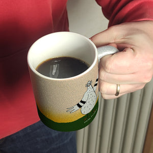 Motivation Kaffeebecher mit lustigen Tauben und Spruch Fuck Monday Hello Friday