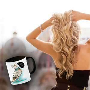 Kaffeebecher mit Tauben Motiv und witzigem Spruch für eine Diva