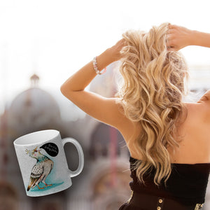 Kaffeebecher mit Tauben Motiv und witzigem Spruch für eine Diva