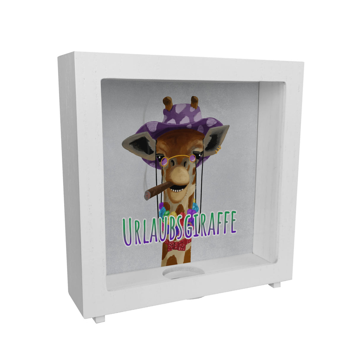 Spardose mit lustigem Tier und Text für Urlauber - Urlaubsgiraffe