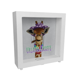 Spardose mit lustigem Tier und Text für Urlauber - Urlaubsgiraffe