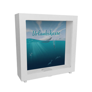 Spardose im Taucher-Design mit Boot und Text - Urlaubskasse