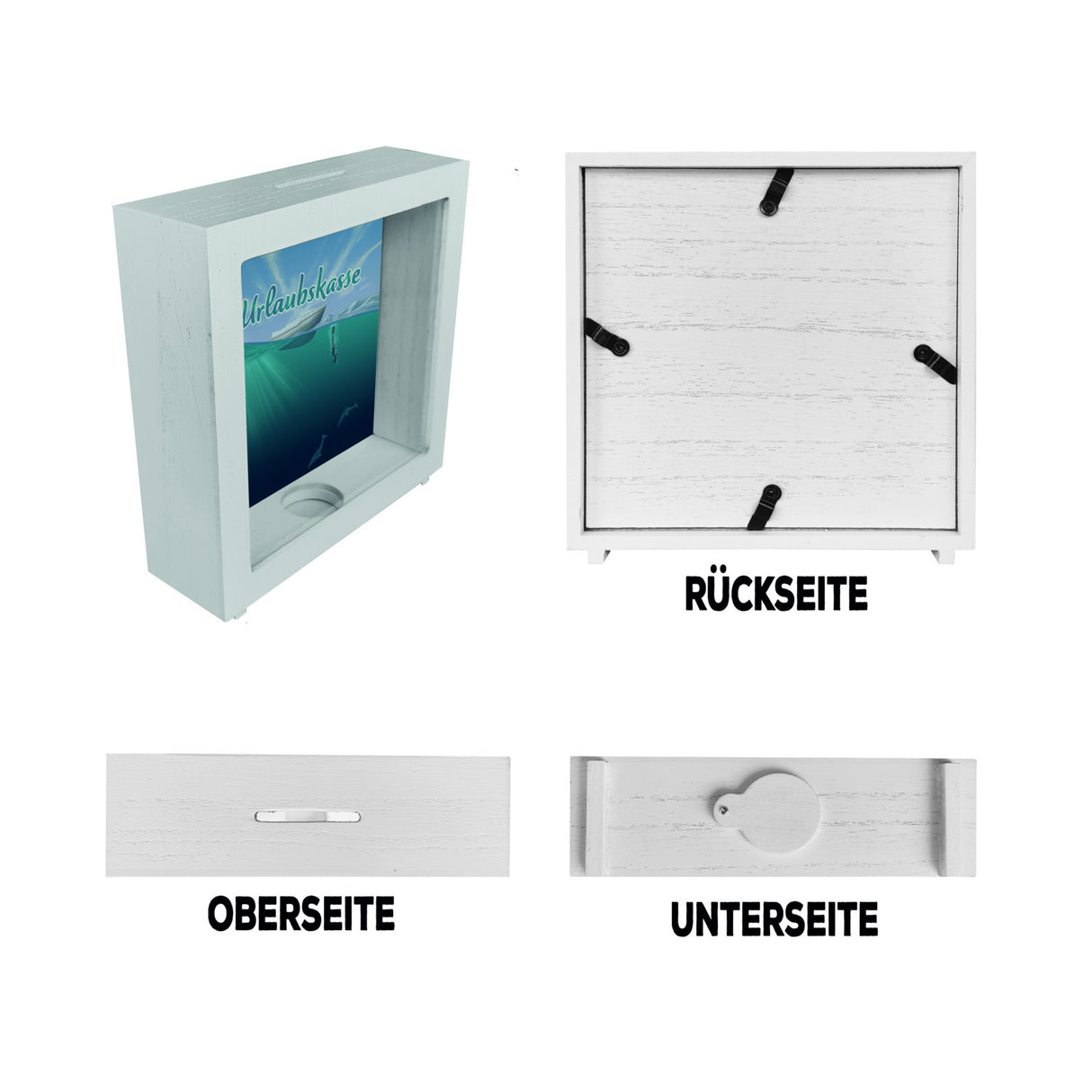 Spardose im Taucher-Design mit Boot und Text - Urlaubskasse