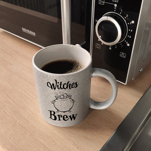 Kaffeebecher für Halloween mit Kessel-Motiv und Spruch - Witches Brew