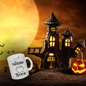 Kaffeebecher für Halloween mit Kessel-Motiv und Spruch - Witches Brew