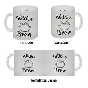 Kaffeebecher für Halloween mit Kessel-Motiv und Spruch - Witches Brew