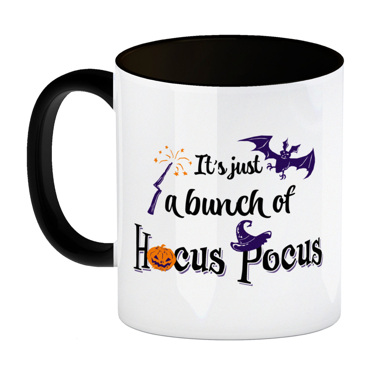 Kaffeebecher mit Halloween Motiv und Spruch - It's just a bunch of Hocus Pocus -