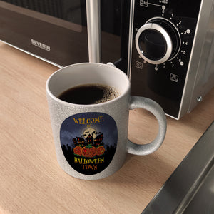 Kaffeebecher mit gruseligem Motiv und Spruch - Welcome in Halloween Town -