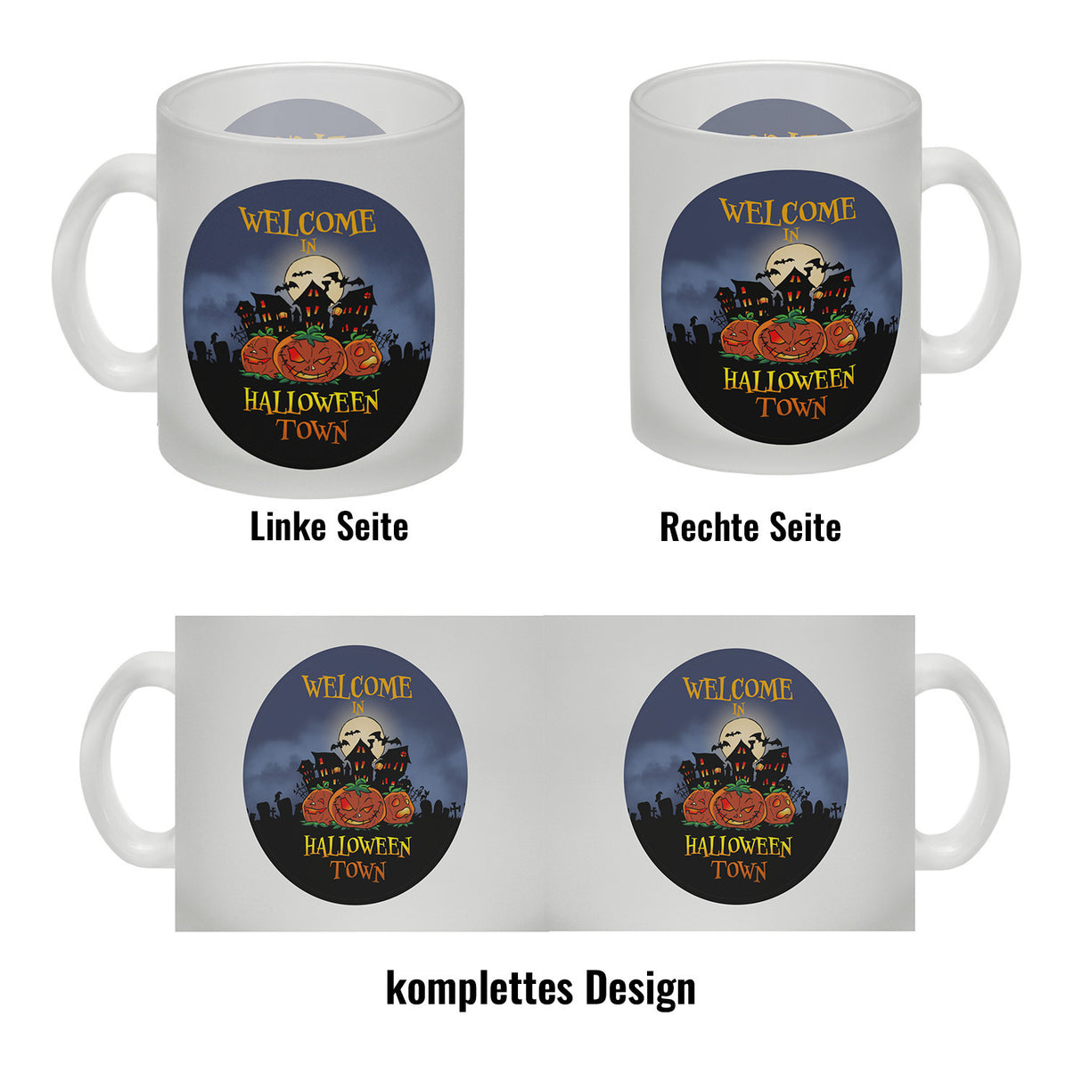 Kaffeebecher mit gruseligem Motiv und Spruch - Welcome in Halloween Town -