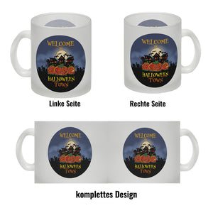 Kaffeebecher mit gruseligem Motiv und Spruch - Welcome in Halloween Town -
