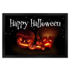 Fußmatte mit Kürbiskopf Motiv und Happy Halloween Schriftzug