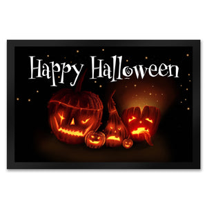 Fußmatte mit Kürbiskopf Motiv und Happy Halloween Schriftzug