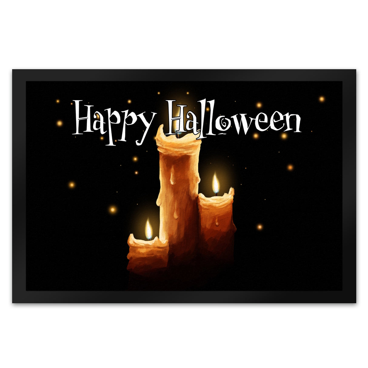Fußmatte in 35x50 cm mit Kerze Motiv und Happy Halloween Schriftzug