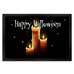 Fußmatte in 35x50 cm mit Kerze Motiv und Happy Halloween Schriftzug
