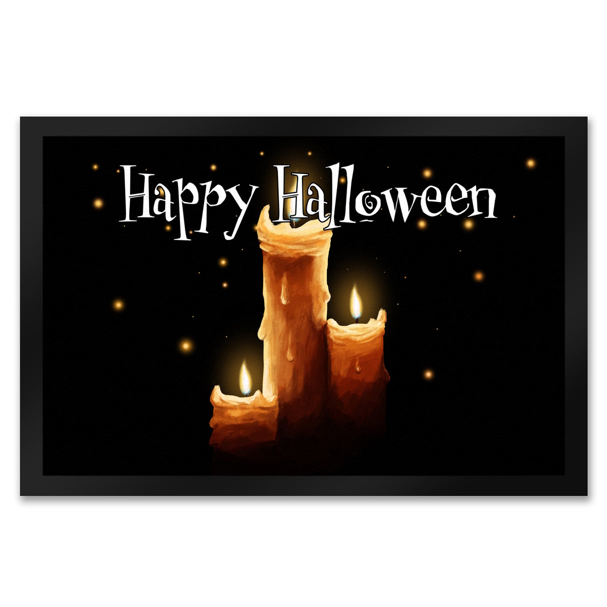 Fußmatte in 35x50 cm mit Kerze Motiv und Happy Halloween Schriftzug