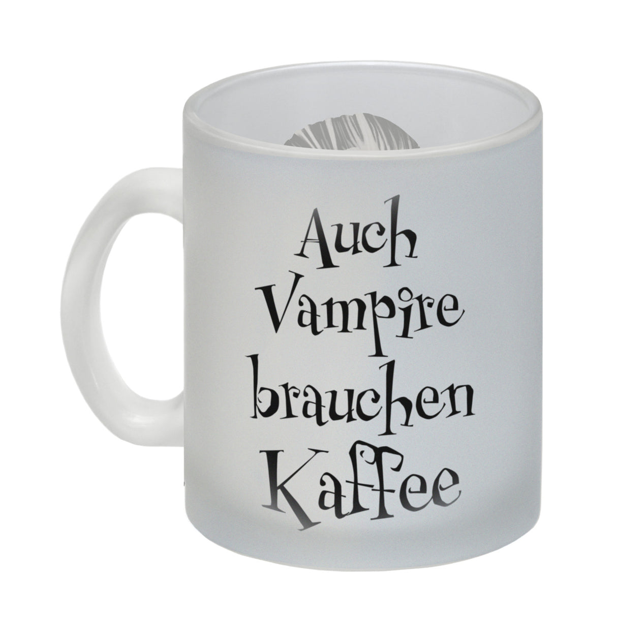 Kaffeebecher mit lustigem Motiv und Spruch - Auch Vampire brauchen Kaffee -