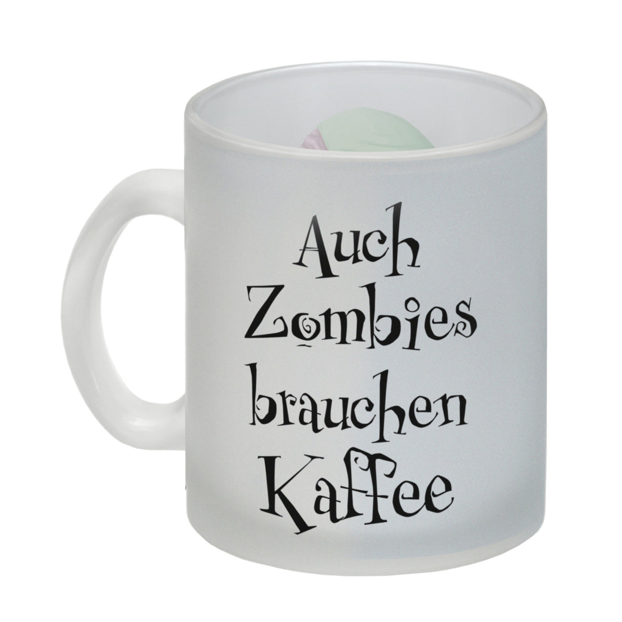Kaffeebecher mit lustigem Motiv und Spruch - Auch Zombies brauchen Kaffee -