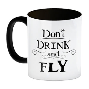 Kaffeebecher mit Hexenmotiv und lustigem Spruch - Don't drink and fly -