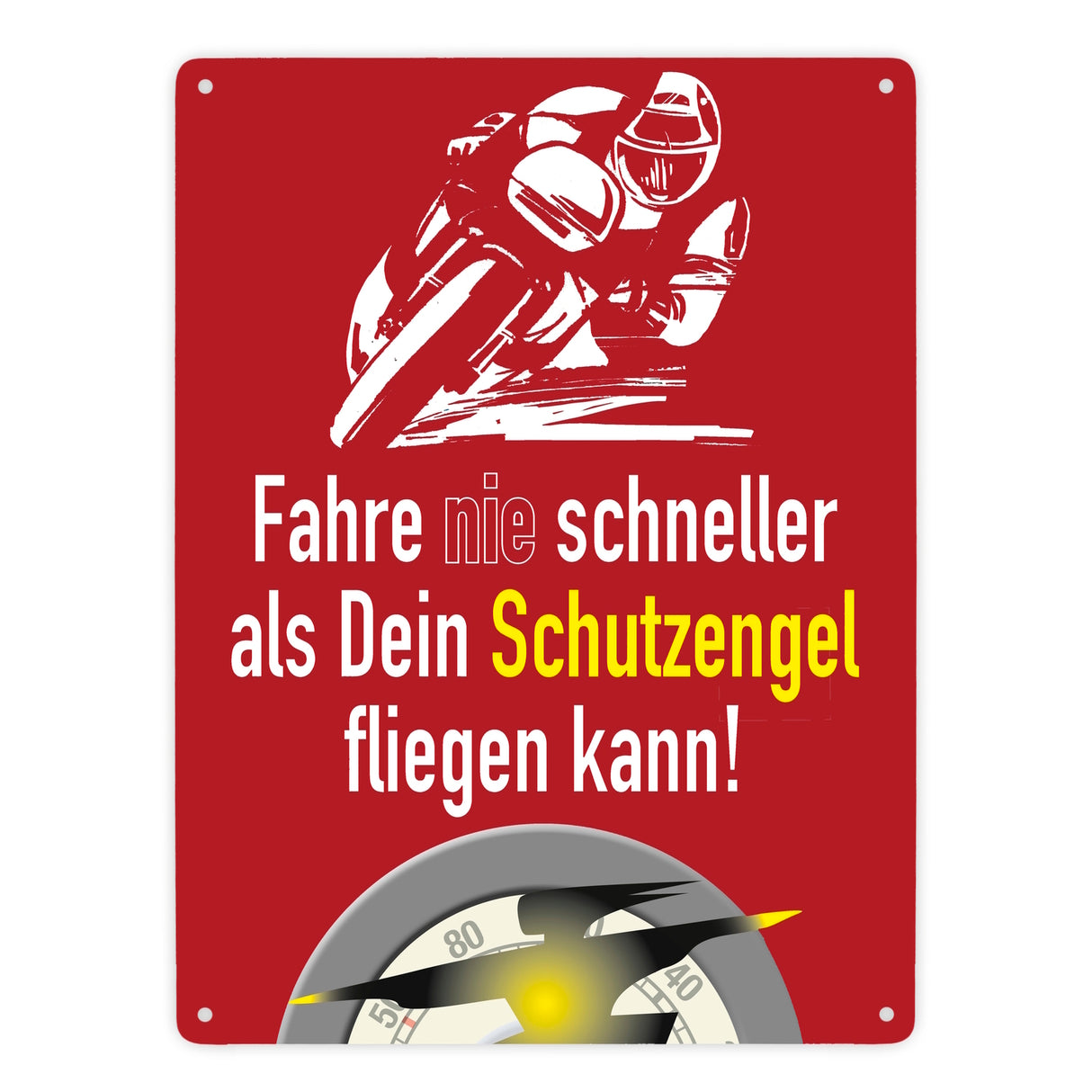 Motorrad-Fahrer Schild zum Thema Motorrad und Schutzengel