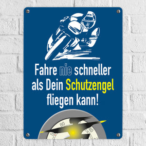 Motorrad-Fahrer Schild zum Thema Motorrad und Schutzengel