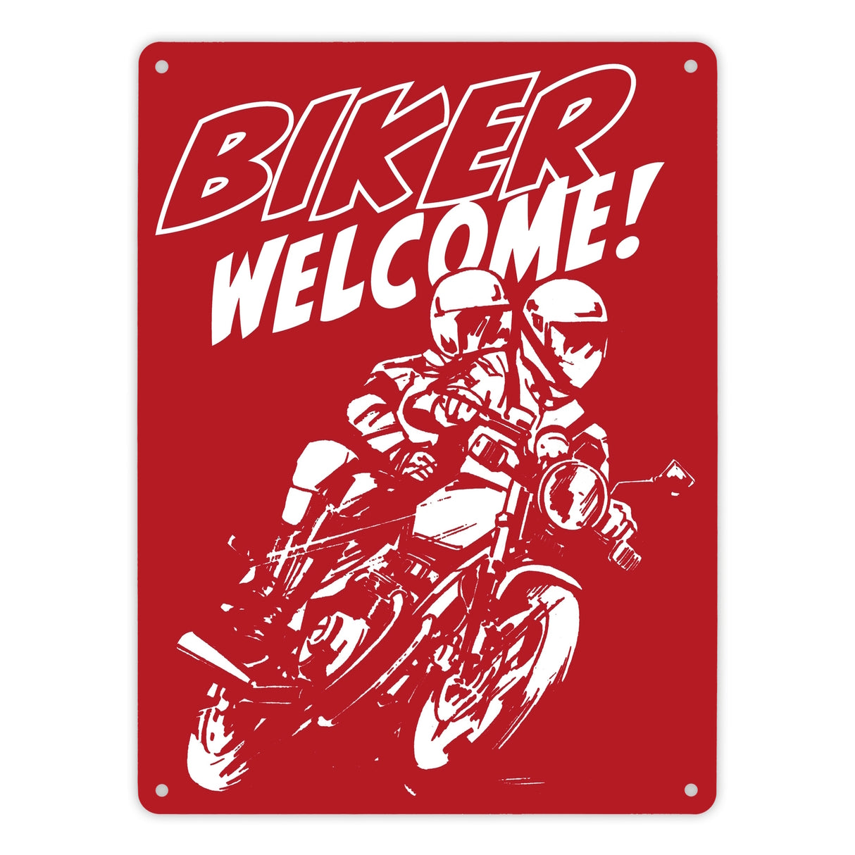 Biker Welcome Metallschild zum Thema Motorrad fahren und frei sein