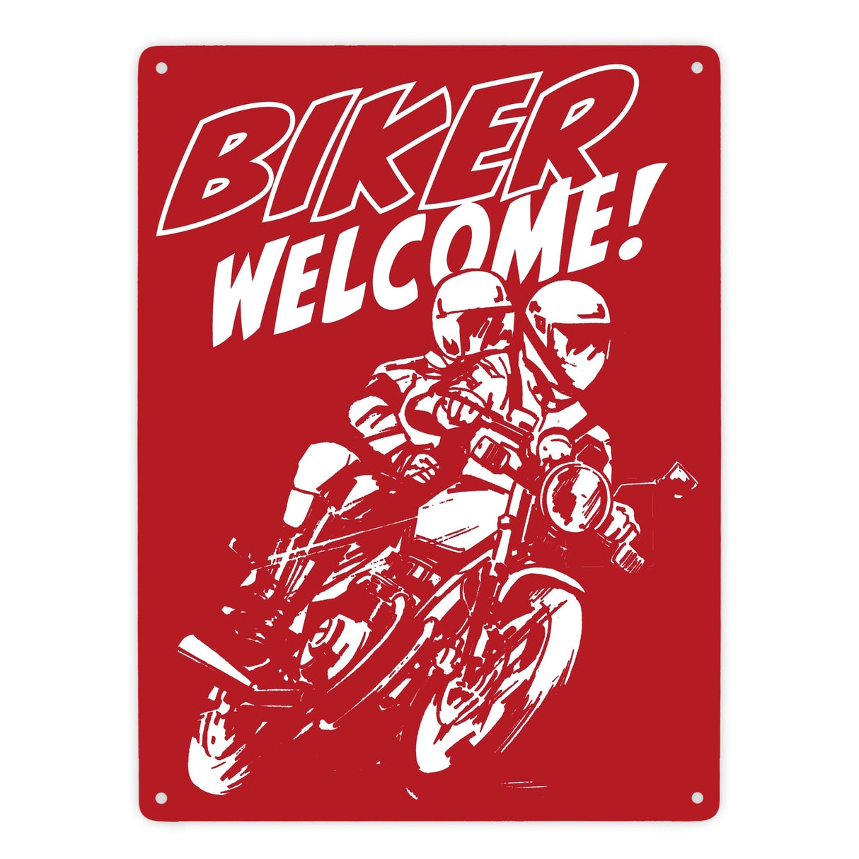 Biker Welcome Metallschild zum Thema Motorrad fahren und frei sein