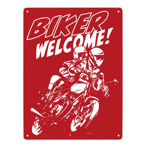 Biker Welcome Metallschild zum Thema Motorrad fahren und frei sein