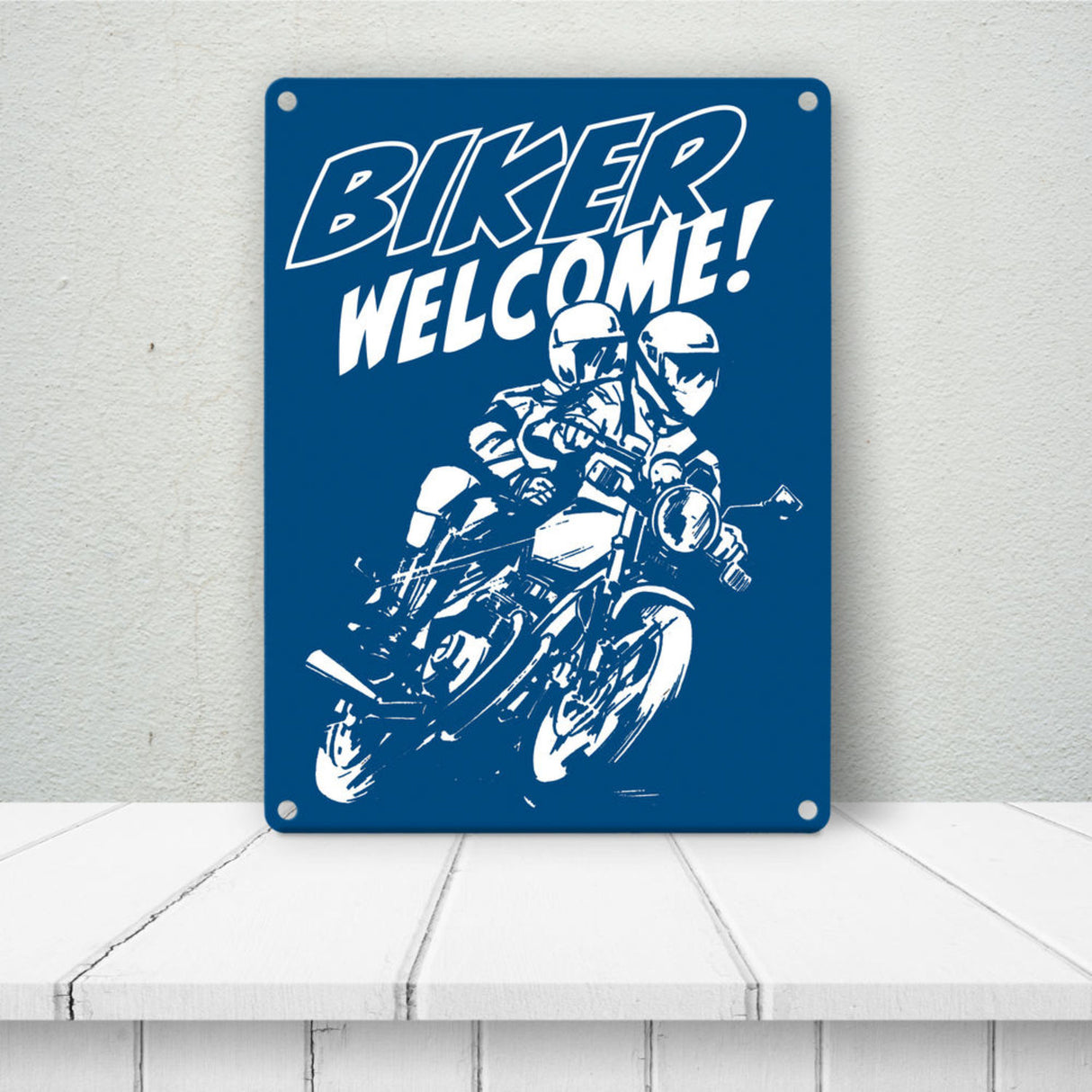 Biker Welcome Metallschild zum Thema Motorrad fahren und frei sein