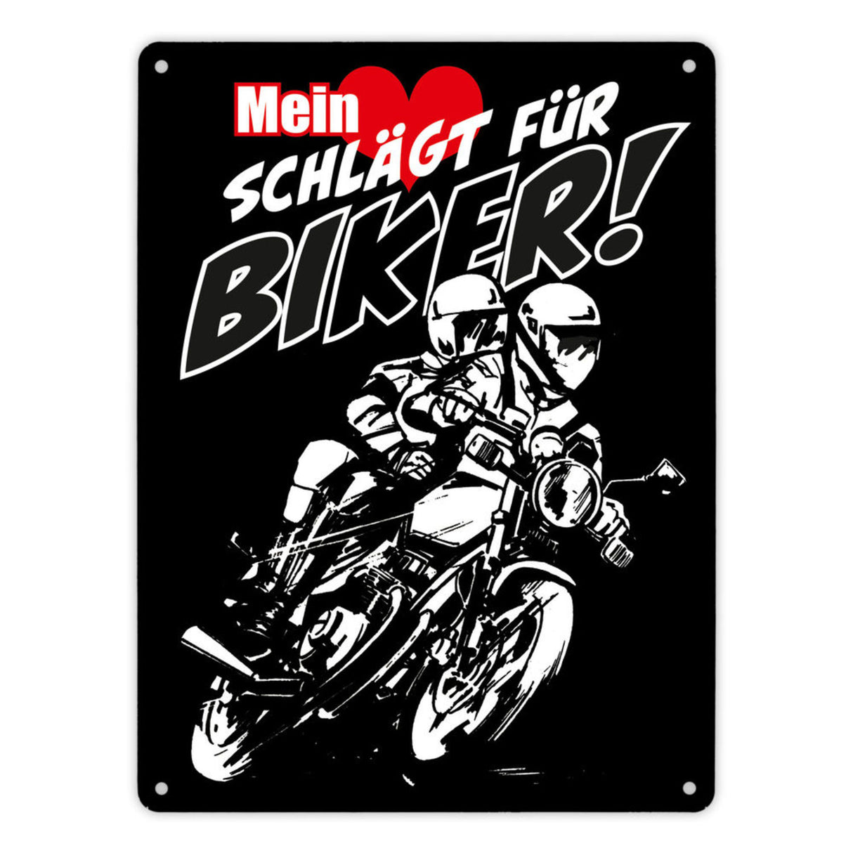 Metallschild mit Motorrad Mein Herz schlägt für Biker