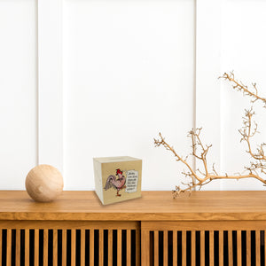 Spardose mit Hahn Motiv zum Thema Trinkgeld und lustigem Spruch
