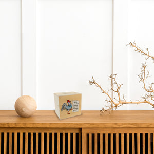 Spardose mit Hahn Motiv zum Thema Trinkgeld und lustigem Spruch