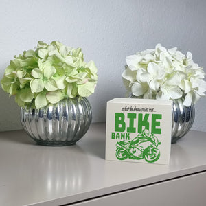 Bike Bank Spardose zum Thema Motorradkauf und Motorrad fahren