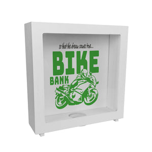 Bike Bank Spardose zum Thema Motorradkauf und Motorrad fahren