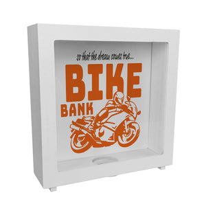 Bike Bank Spardose zum Thema Motorradkauf und Motorrad fahren