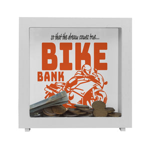 Bike Bank Spardose zum Thema Motorradkauf und Motorrad fahren
