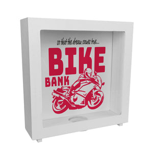 Bike Bank Spardose zum Thema Motorradkauf und Motorrad fahren
