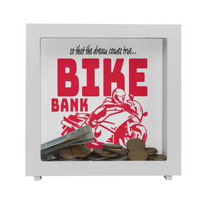 Bike Bank Spardose zum Thema Motorradkauf und Motorrad fahren