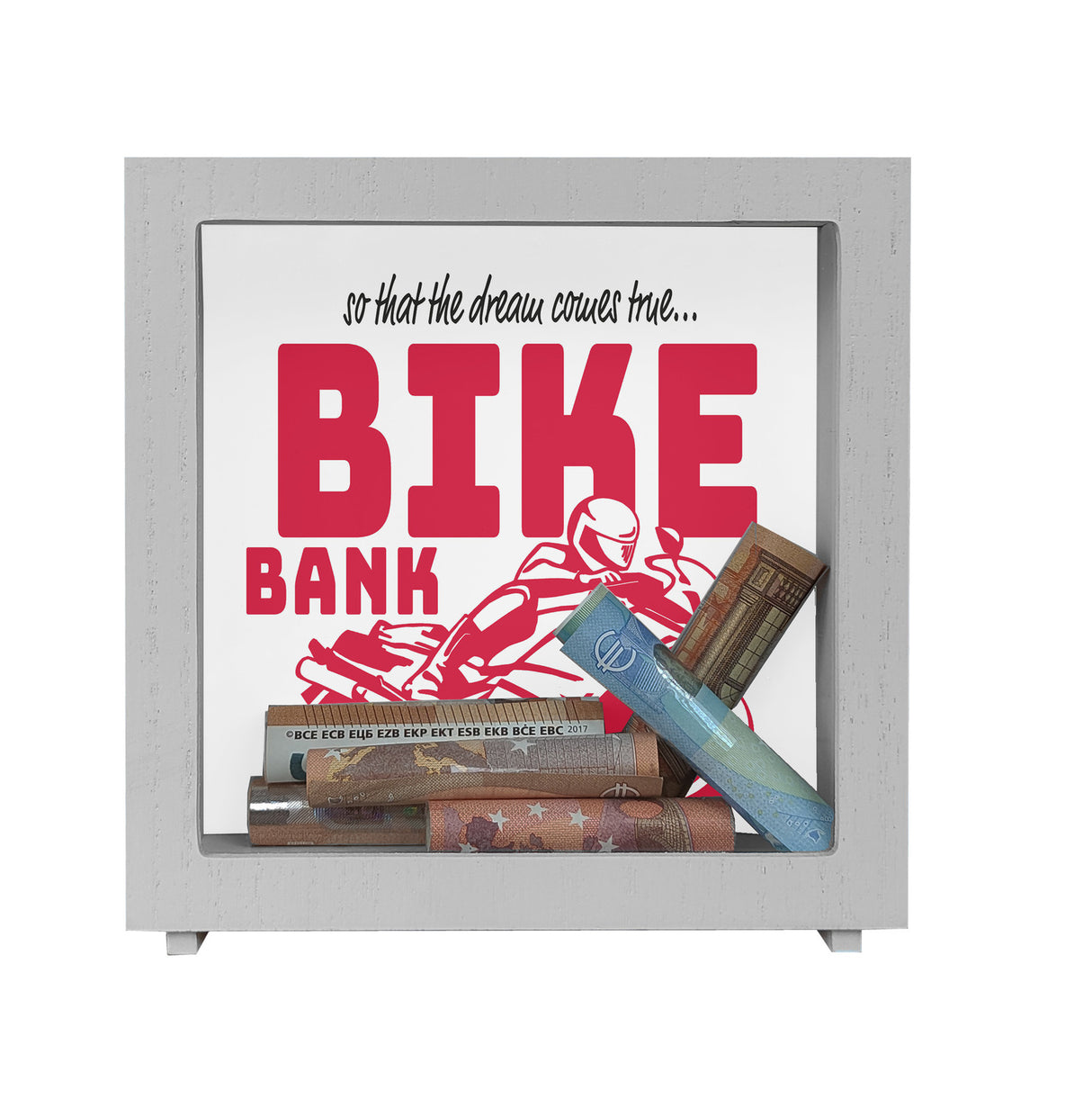 Bike Bank Spardose zum Thema Motorradkauf und Motorrad fahren