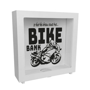 Bike Bank Spardose zum Thema Motorradkauf und Motorrad fahren
