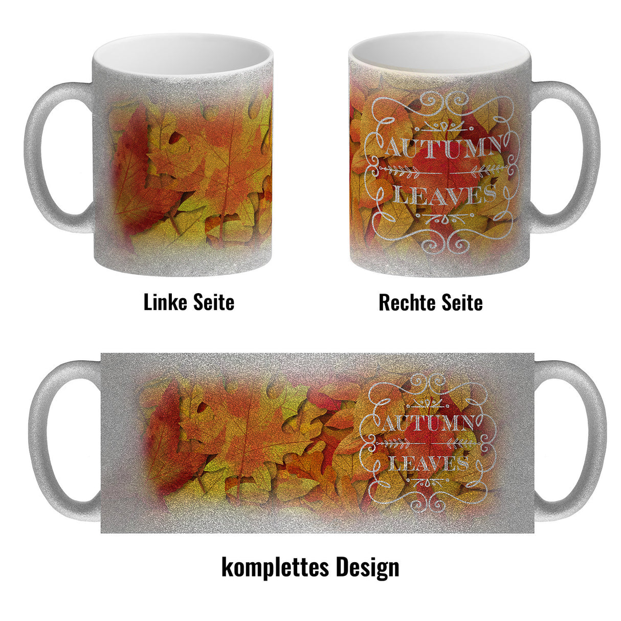 Kaffeebecher mit schönen Herbstblättern und Schriftzug - Autumn Leaves