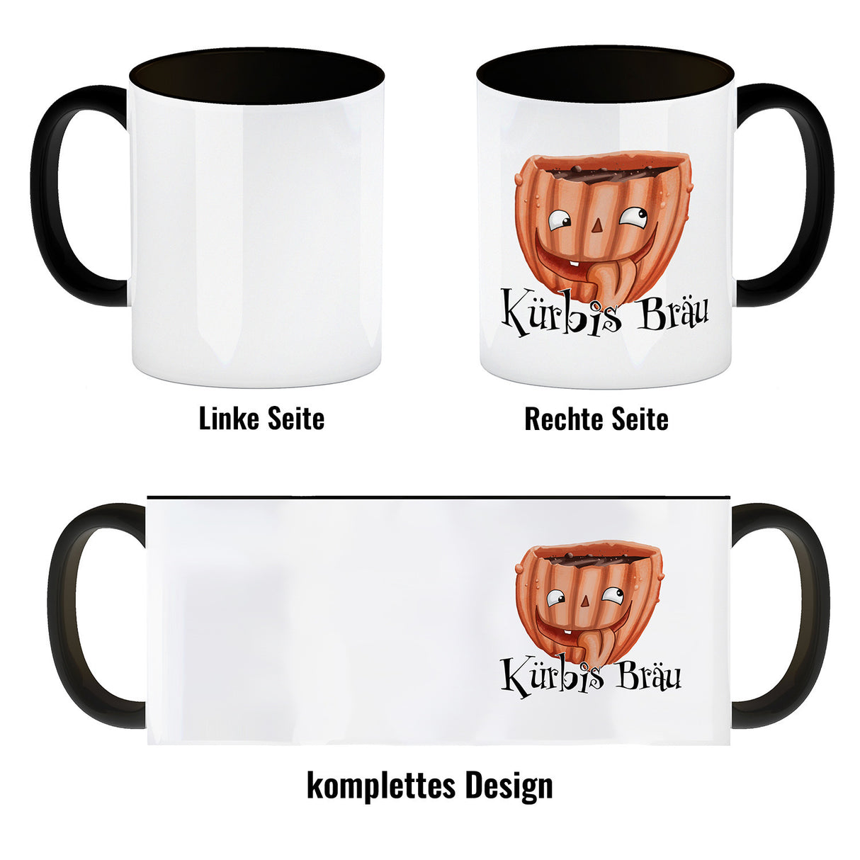 Kaffeetasse mit lustigem Kürbismotiv und Schriftzug - Kürbis Bräu