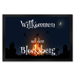 Fußmatte für Halloween mit Hexenfeuer und Spruch - Willkommen auf dem Blocksberg