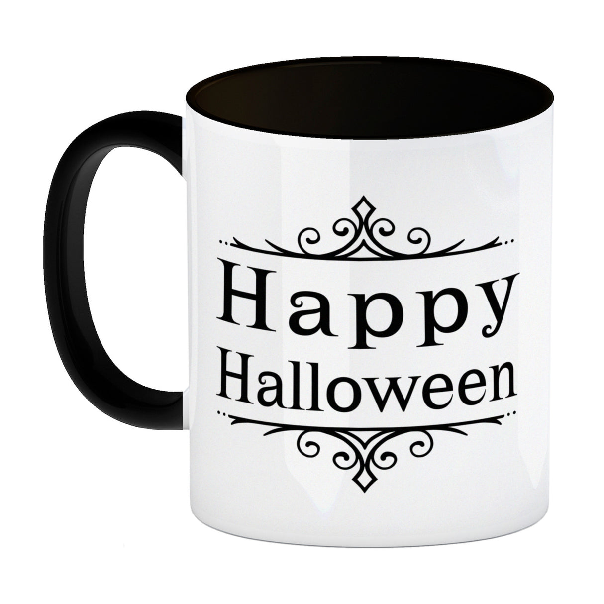 Kaffeetasse mit gruseligem Rabe Motiv und Spruch - Happy Halloween