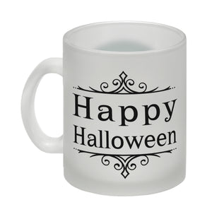 Kaffeetasse mit gruseligem Rabe Motiv und Spruch - Happy Halloween