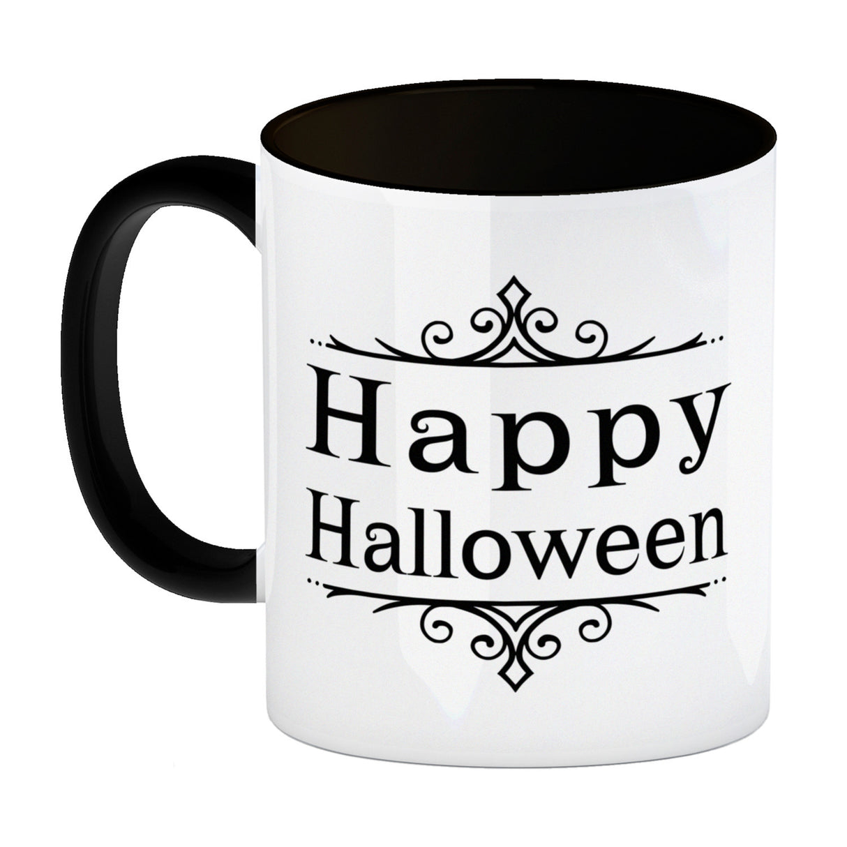 Kaffeetasse mit gruseligem Hexenfeuer Motiv und Spruch - Happy Halloween