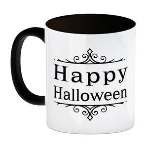Kaffeetasse mit gruseligem Hexenfeuer Motiv und Spruch - Happy Halloween