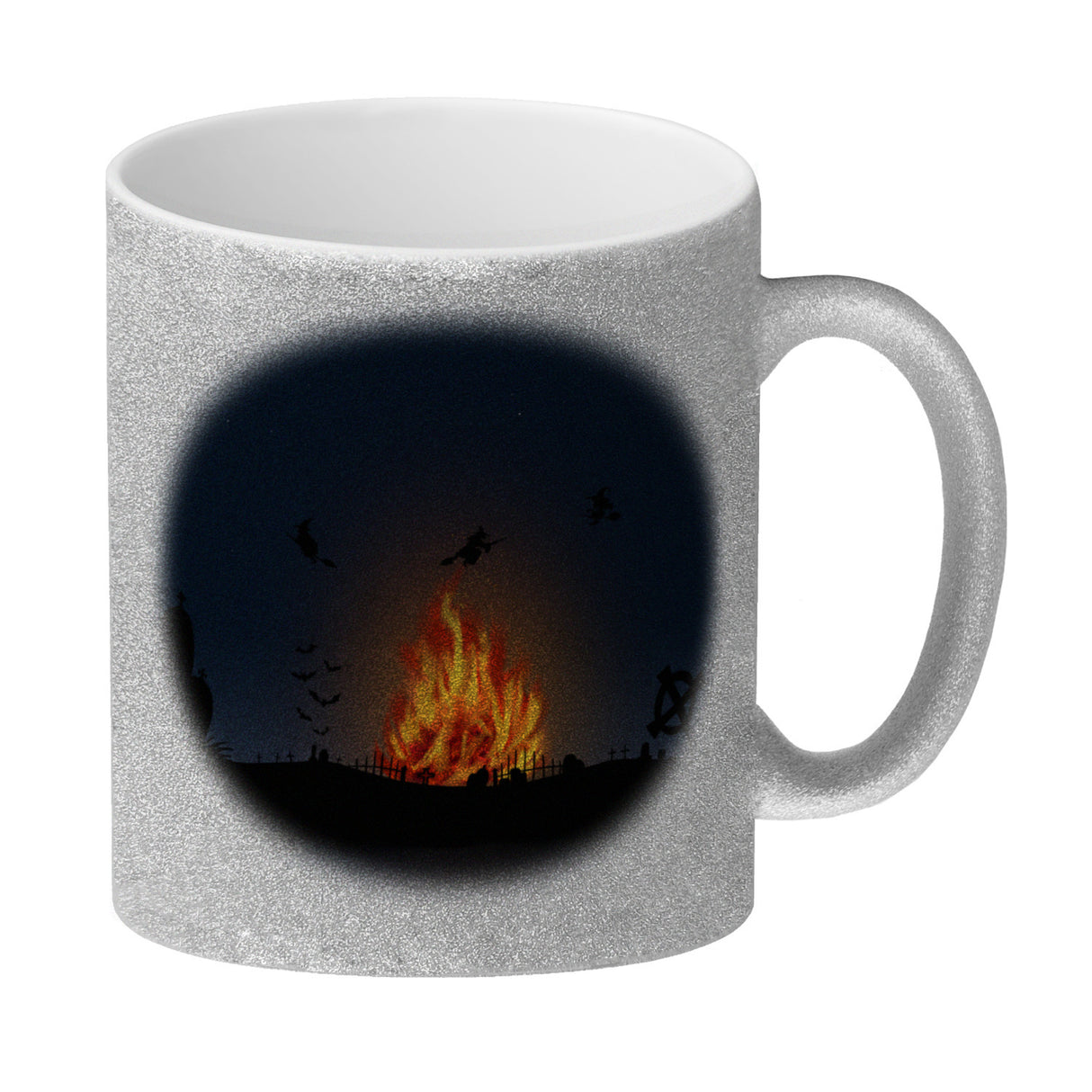 Kaffeetasse mit gruseligem Hexenfeuer Motiv und Spruch - Happy Halloween