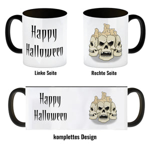 Kaffeetasse mit Totenköpfen und Kerzen - Happy Halloween