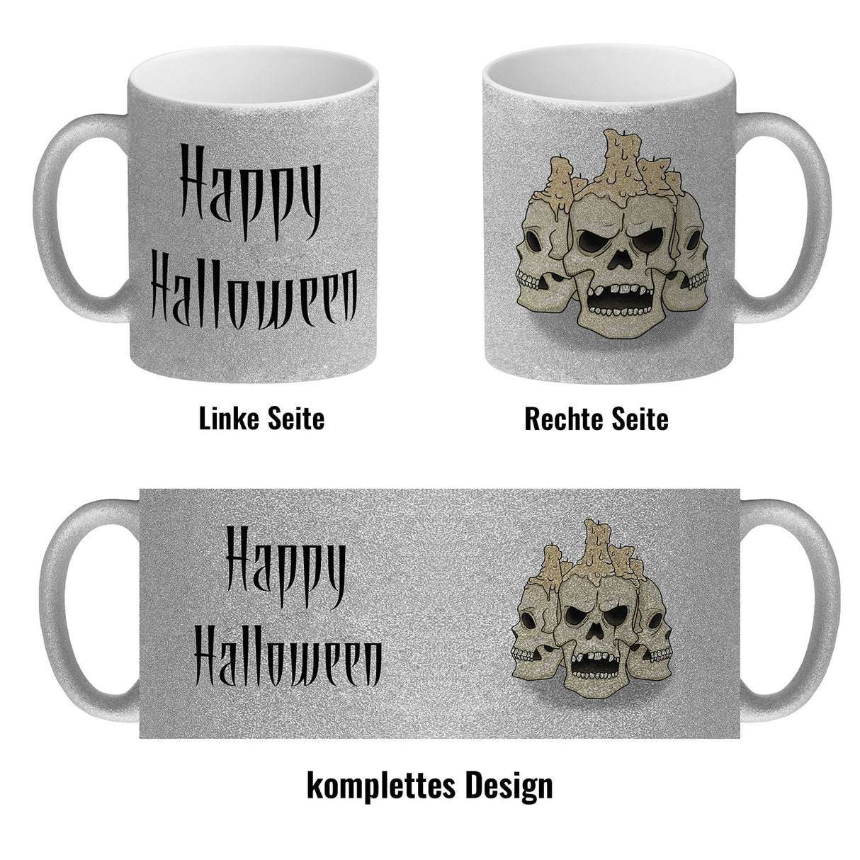 Kaffeetasse mit Totenköpfen und Kerzen - Happy Halloween